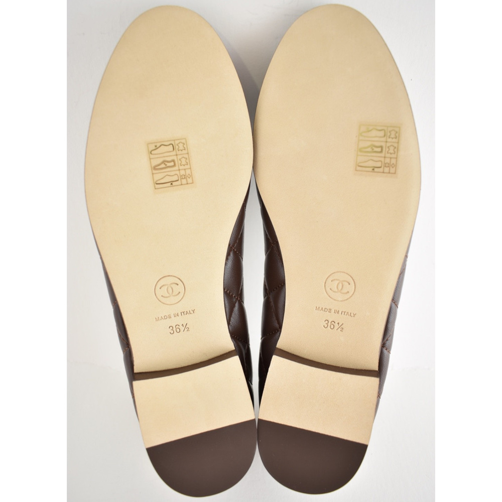 Chanel 26B Chocolate Dark Brown Lambskin Quilted CC Ballet Ballerina Flat 36.5 - Picture 16 of 16